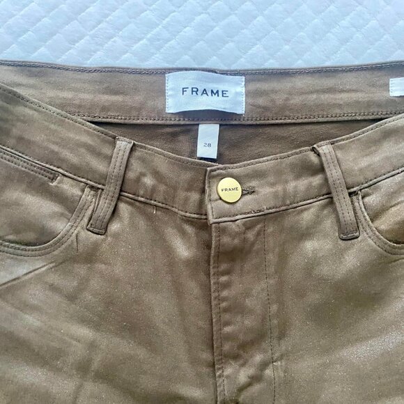 Frame Le High Skinny Coated Jeans Military Green - Picture 4 of 7